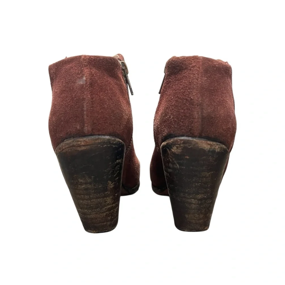 FREEBIRD Detroit Suede Leather Boots Booties Maroon Burgundy Brown Size 8 - Picture 8 of 14